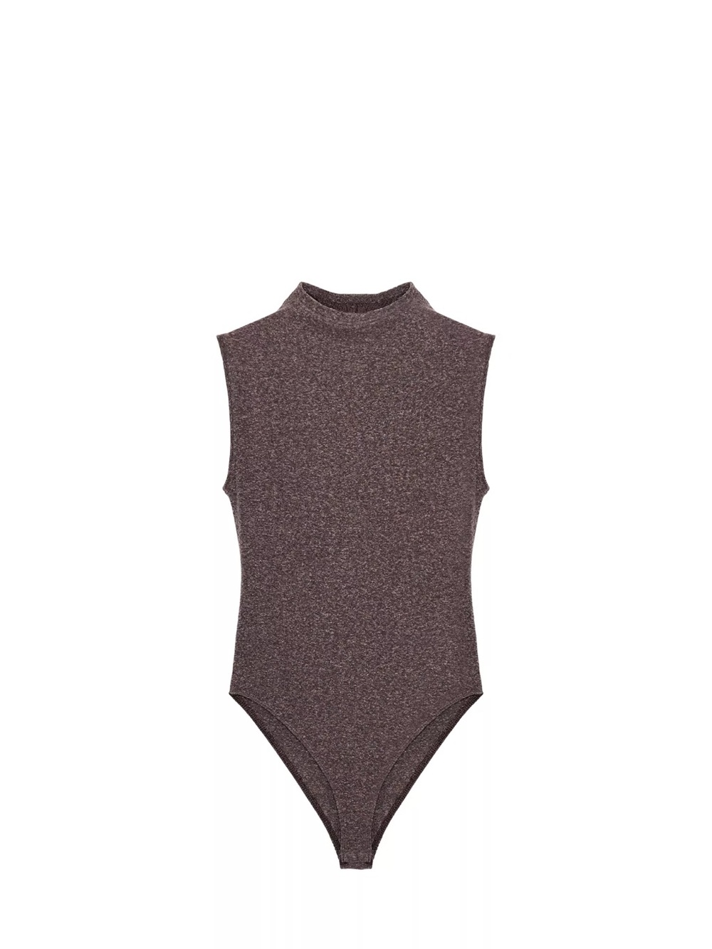 Zara Brown Sleeveless Mock Neck Bodysuit